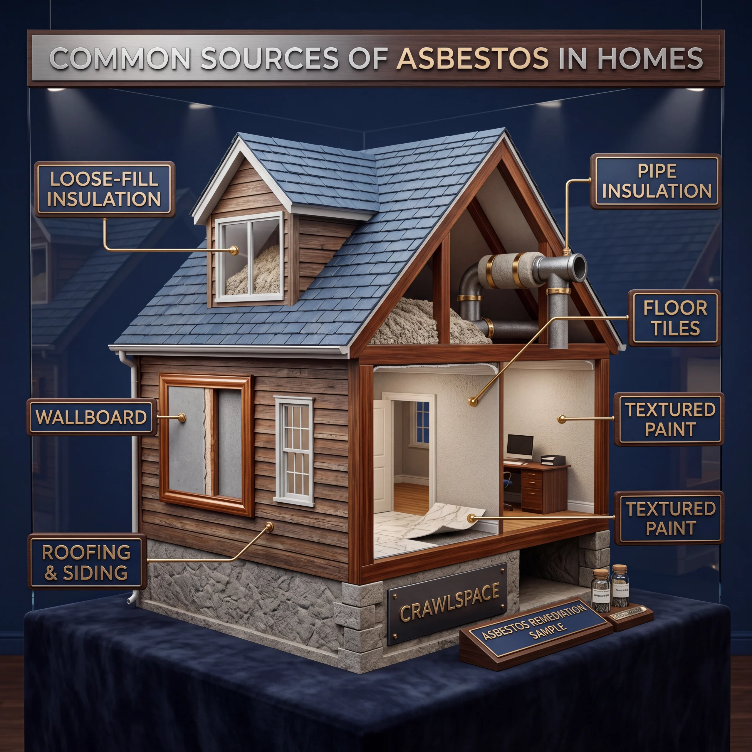 Common sources of asbestos-containing materials in an older home